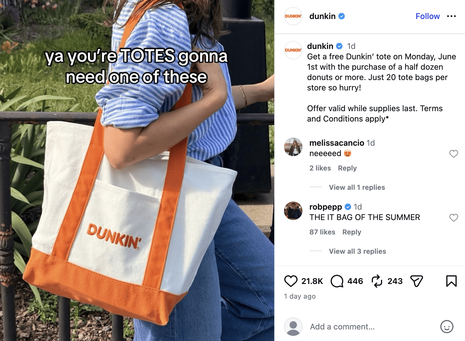Dunkin Tote Giveaway Canvas Mini Summer